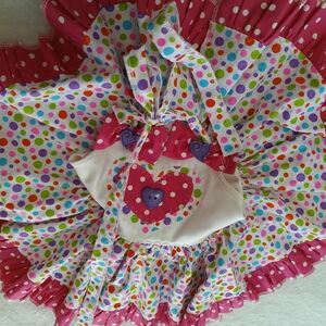Full Circle Vintage Pageant Colorful Polka Dot Dress with Heart Design 2T